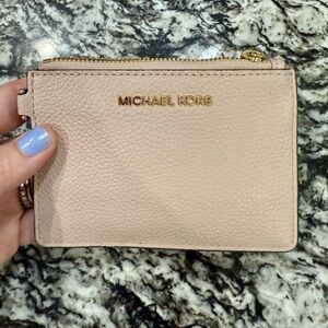 New Michael Kors Light Pink Leather Wallet Keychain